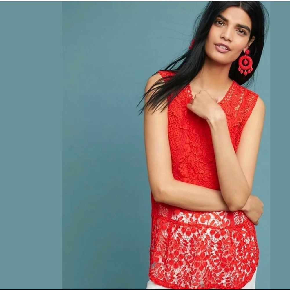 Tiny X Anthropologie Orange Crochet Open Tank Top